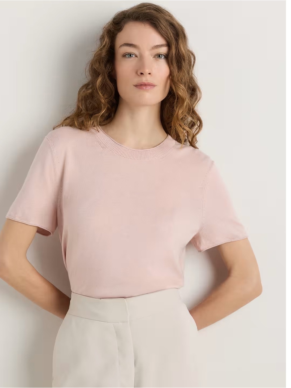 Quince Lightweight Cotton Cashmere Relaxed Sweater Tee NEW